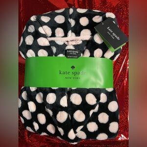 NWT NWT Kate Spade Size XS/S Polka Dot Sleepwear Robe Black Pink Long Sleeve